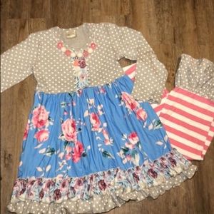 Girls pink striped ruffle set